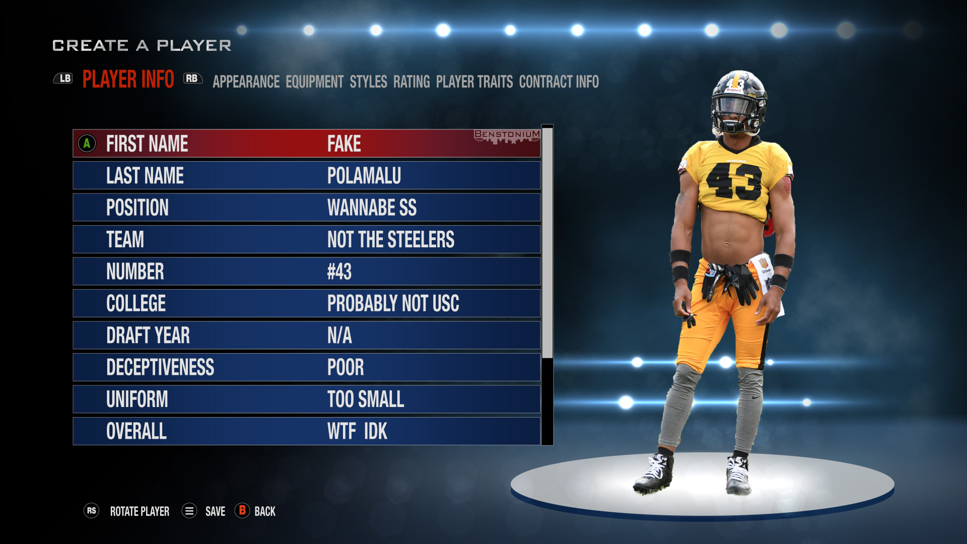 Madden Create A Player Polamalu Impostor Benstonium