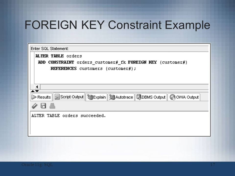 Oracle Foreign Keys