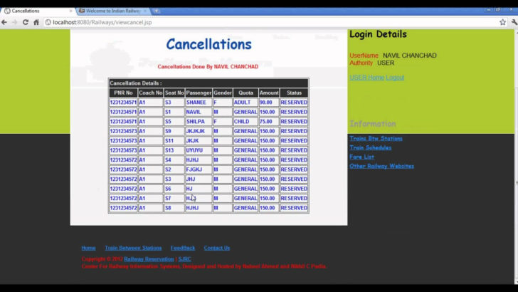 Ticket ResERvation System ER Diagram