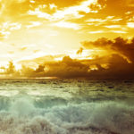 Sea Waves Sunset Sky Clouds Landscape Nature