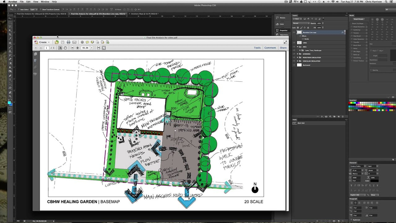 Site Analysis Diagram With Photoshop And Handsketching 
