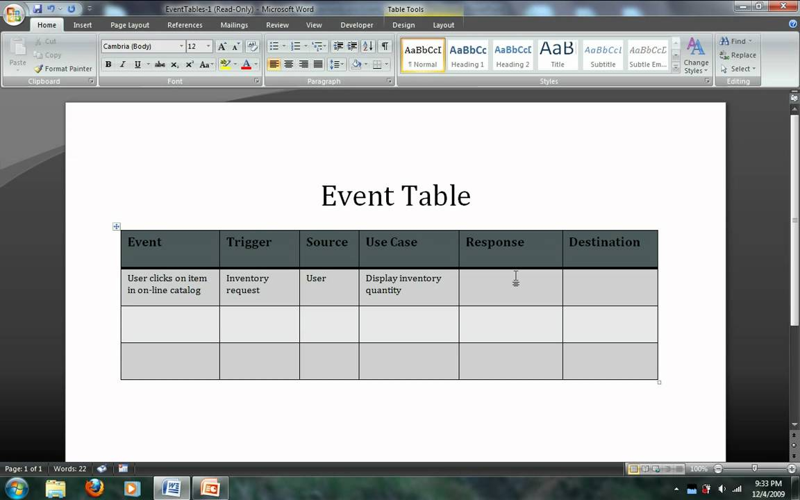 Systems Analysis Modeling Event Tables avi YouTube