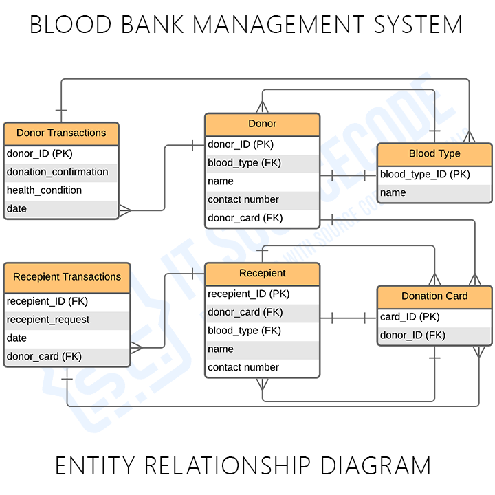 Blood Bank Management System ER Entity Relationship Diagram