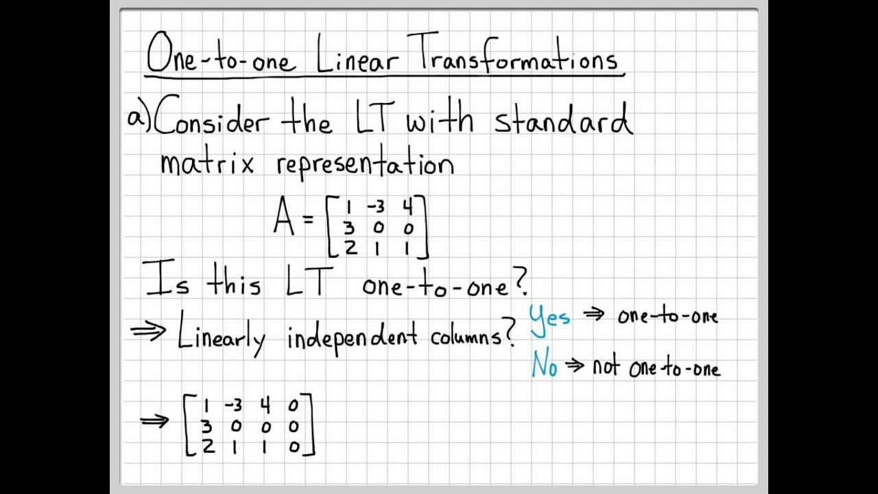 Linear Algebra Example Problems One to One Linear 