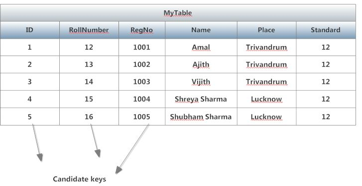 Candidate Key In ER Diagram