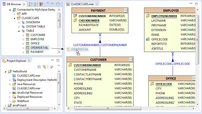 Database Tools In MyEclipse The Java EE IDE