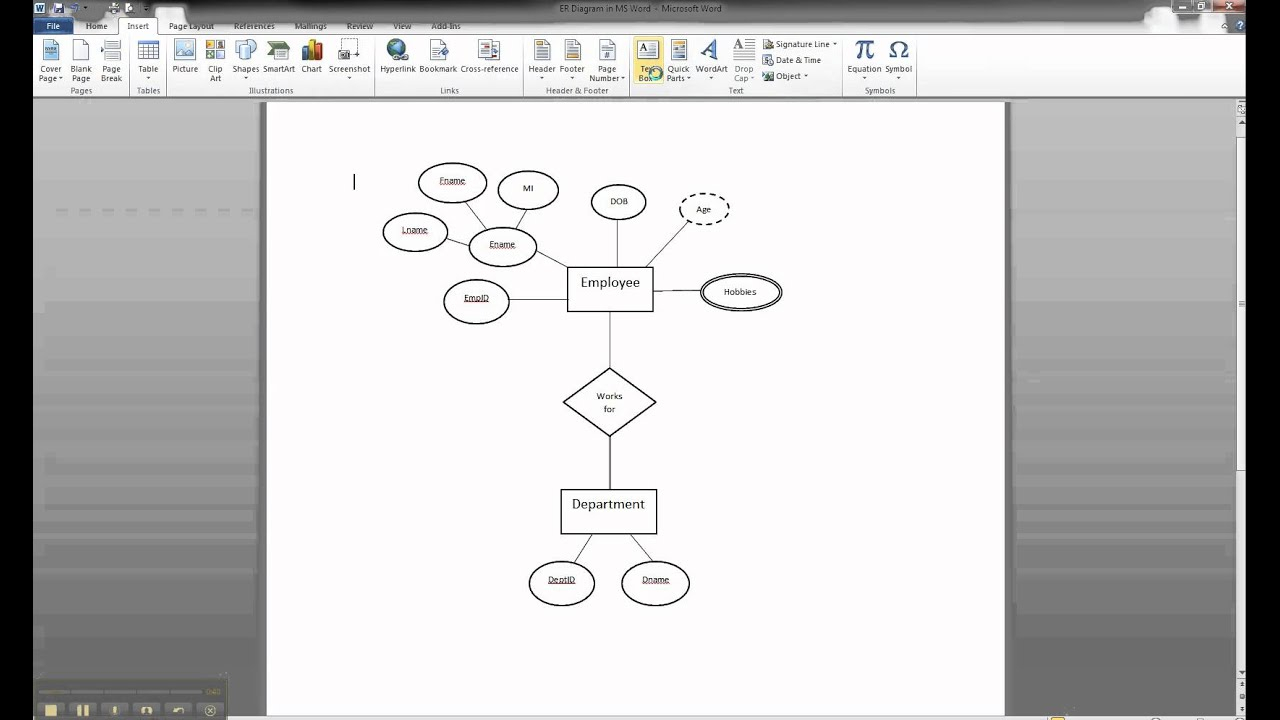 ER Diagram In MS Word Part 8 Illustrating Cardinality YouTube