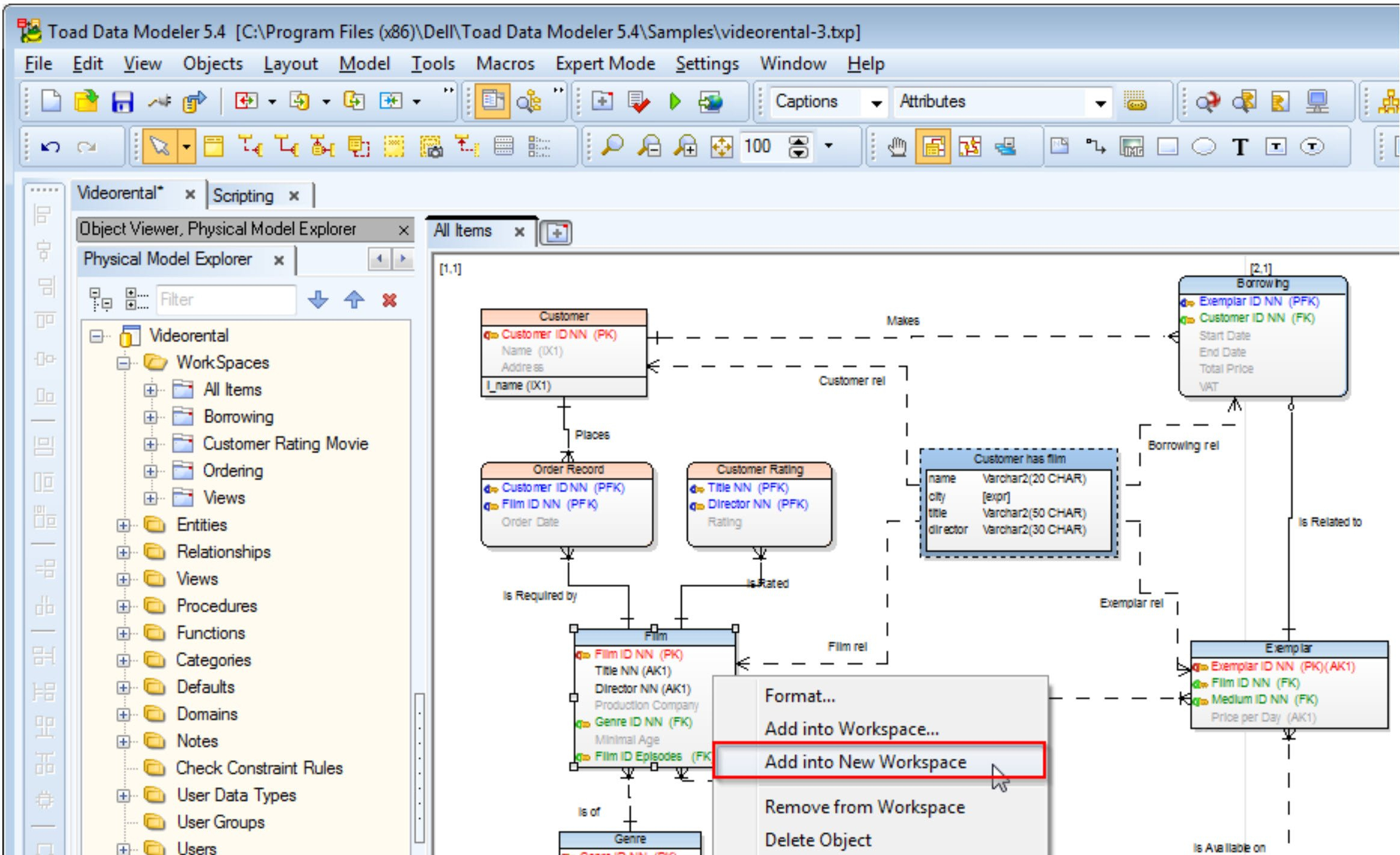 Er Diagram Using Toad For Oracle ERModelExample