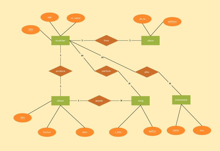 Musician Record Entity Relationship Diagram Example 