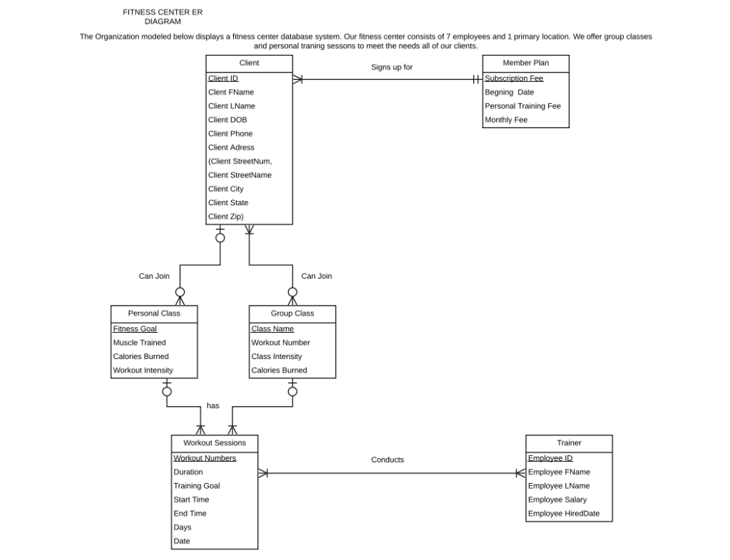 Simple Er Diagram For Gym Management System ERModelExample